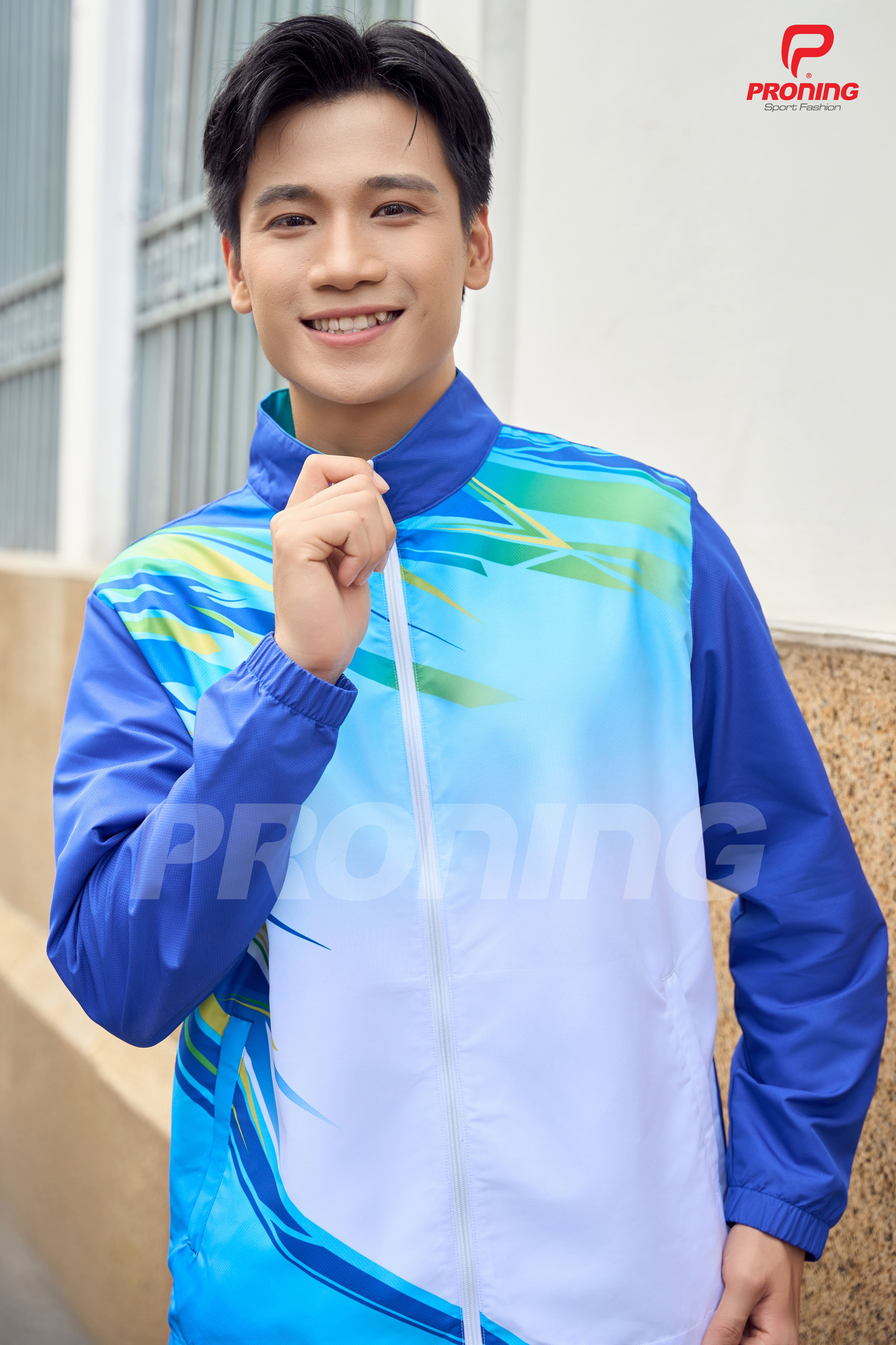 Bộ gió thể thao nam MDB-257 xanh bích phối đen